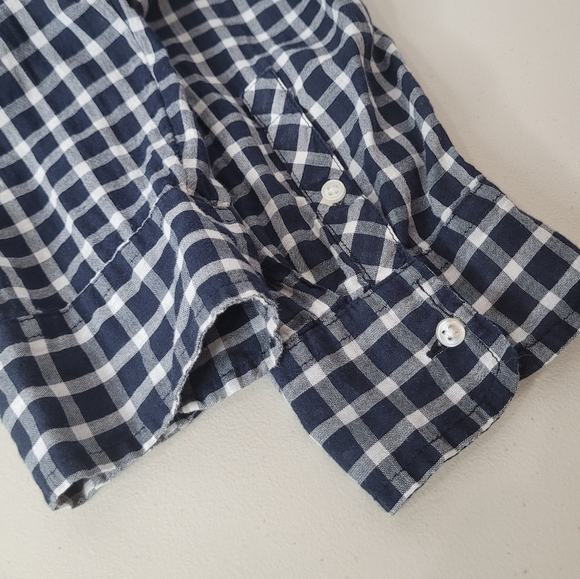 J. Crew Ruffle Classic Popover Long Sleeve Shirt in Mini Windowpane - Size 14 - Picture 12 of 16